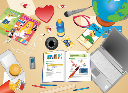 Illustration Teenager Schreibtisch