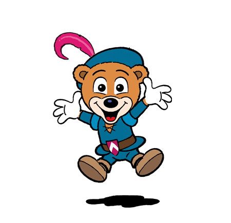 Maskottchen Design Bär Ritterburg Indoorspielplatz