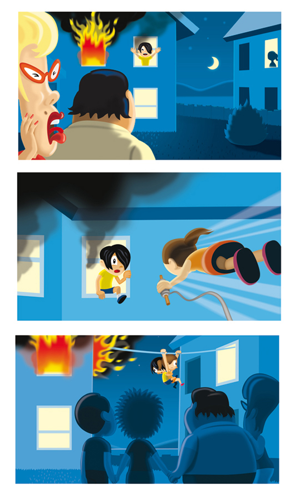 Bildergeschichte Superheldin für Schulbuch